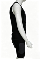 Gilet de ski noir doux et confortable sans manches avec protection dorsale certifiée, doublure en mousse et ceinture/sangle élastique pour le sport