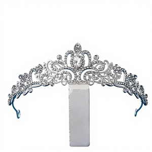 Diadème de mariée en alliage de strass plaqué or rose, style baroque, bandeau pour cheveux pour mariage, festival, fête, banquet - Product Image 3