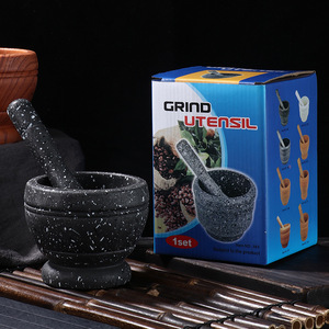 Presse-ail en PP à motif bois et <span class=keywords><strong>pierre</strong></span> ; Vente en gros d'ustensiles de cuisine, <span class=keywords><strong>mortier</strong></span> à ail, pilon à herbes, moulin à grains - Product Image 3