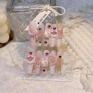 Cosy Leaf False Artificial <b>Nail</b> Tips Press on <b>Nails</b> Square Shape French Design Pre-designed Easy Apply with <b>Glue</b> - Product Image 6