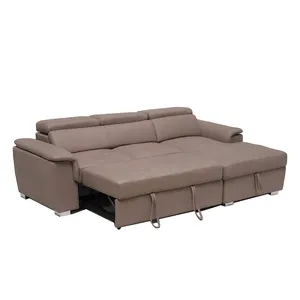 现代豪华家具沙发客厅软布沙发套装带储物l形模块化沙发床带头枕调节