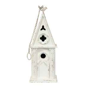 Decorazione da Parete in Legno Bianco Stile <span class=keywords><strong>Shabby</strong></span> <span class=keywords><strong>Chic</strong></span> Vintage per Esterni, Decorazione da Tavolo, Decorazione da Giardino, Casetta per Uccelli in Legno - Product Image 1