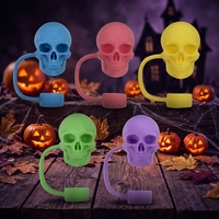 Topper de paille sur le thème d'Halloween 10mm Citrouille Fantôme Chauve-Souris Silicone Charmes Bar Accessoires Pailles à boire