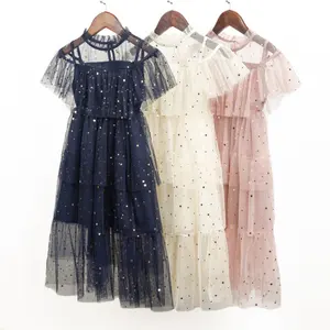 Elegant Style Sparkling Star Embellished Mesh Dresses for Girls Formal