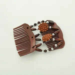 Stretch magic hair comb wooden beads hair comb hair accessories