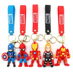 Creative new Avengers superhero keychain cartoon 3d Captain America cool iron man rubber keychain wholesale