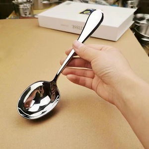 ช้อนซุปสแตนเลส 304 ขัดเงา รูปทรงไข่หนา สำหรับใช้ในบ้าน ตักโจ๊ก - Product Image 1