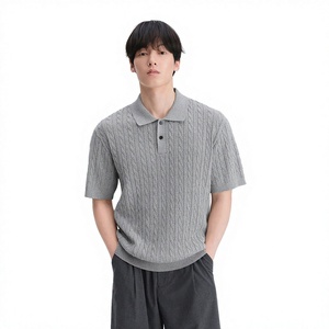 ของขวัญวันพ่อ <span class=keywords><strong>GXG</strong></span> เสื้อเชิ้ตผู้ชายสไตล์ลำลองทรงหลวมเล็กน้อย แบบ Old Money ลายถัก แขนสั้น ผลิตจากโพลีเอสเตอร์/ไนลอน - Product Image 1