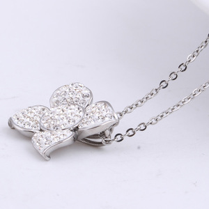 Collier en acier inoxydable floral avec diamant, 30 mm, taille brillant ronde, pour usage quotidien, bijoux pour femmes - Product Image 2