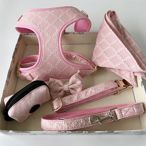 Yeni Stil Güzel Pembe Kareli Köpek Tasması ve Kayışı Lüks Köpek Tasması Ayarlanabilir Köpek Tasması Yeleği - Product Image 3