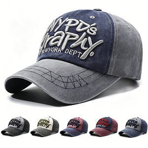Custom Men <b>Women</b> Vintage Washed Distressed Baseball <b>Cap</b> Letter Embroidery Streetwear Sun Hat - Product Image 1