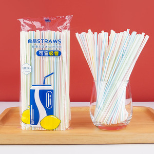 <b>Disposable</b> Colored Bendable <b>Straws</b> Food Grade Plastic 100pcs Flexible For Juice Soft Drinks Home Use Party - Product Image 1