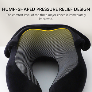 Kristal yumuşak kumaş ve Hoodie ile klasik u-şekilli bellek köpük seyahat boyun yastığı yastık - Product Image 3