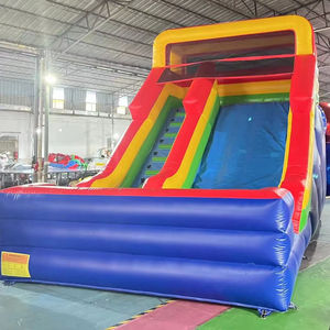 Doble carril PVC Arco Iris <span class=keywords><strong>Funhouse</strong></span> castillo inflable húmedo/Seco salto tobogán soplador comercial Parque de Atracciones equipo de juguete reparación - Product Image 1