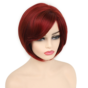 Perruque Rouge Lisse et Soyeuse de 12 Pouces, Ondulée Naturelle avec Frange Latérale, Style Bob, Vente en Gros Usine Aishili pour Femme Tendance - Product Image 6