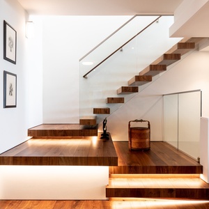 Lan can kính hiện đại cho cầu thang dưới khe hỗ trợ standoff lan can kính với khung nhôm lan can nhà trong nhà lan can - Product Image 2