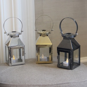 Home Wedding Decor Glass <strong>Silver</strong> Gold Candle Holder Stainless Steel Cheap Decorative Hanging Candle Mini <strong>Lanterns</strong> - Product Image 4
