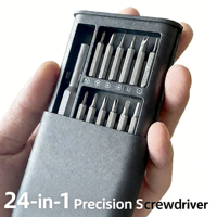 Jeu de tournevis professionnel FixCraft OEM 24 pièces avec embouts et étui rigide pour la maintenance et le démontage de téléphones portables, montres et lunettes