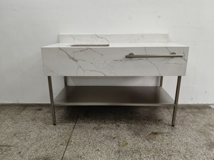 Mobile <span class=keywords><strong>Bagno</strong></span> Commerciale per Hotel, Freestanding, con Top in Quarzo, Struttura in Acciaio Inox, Moderno, con Lavabo e Vano Contenitore Aperto - Product Image 6