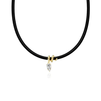 Collier en argent sterling 925 Gemnel avec cordon en cuir noir, pendentif bohème en forme de goutte d'eau avec CZ vert clair taille poire, bijou personnalisé