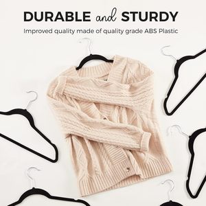 Custom Wholesale Velvet Clothes Hangers Black <b>White</b> Non-slip Suit <b>Coat</b> Pants Fabric Flocked Hangers - Product Image 4