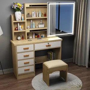 New Arrivals Makeup Dressing Vanity Set with Stool and Mirror Bedroom Furniture MDF dressing table