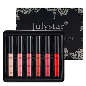 Superventas 6 unids/caja conjunto <span class=keywords><strong>de</strong></span> cosméticos brutos para <span class=keywords><strong>labios</strong></span> kit mate líquido labio bruto impermeable sin decoloración labio bruto maquillaje coreano - Product Image 1