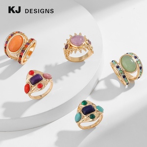 Anillos de Aleación Estilo Vintage Europeo Americano Kenjie, Diseño de Moda Transfronterizo, Piedra Ojo de Tigre Turquesa, Retro - Product Image 2