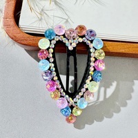 Pinces à cheveux en cuir souple avec strass en forme de cœur creux, épingles à cheveux tendance et exquises, accessoires pour bébés, vente en gros