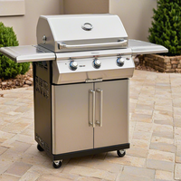 Cuisine BBQ d'extérieur haut de gamme, portable, 4 brûleurs, intégrée au comptoir, en acier inoxydable, avec chariot et allumage piézoélectrique