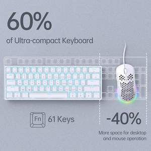 Clavier de jeu mécanique 60 % détachable USB-C, rétroéclairage LED, ultra-compact, filaire, mini clavier mécanique 60 % ergonomique pour ordinateur de bureau - Product Image 2