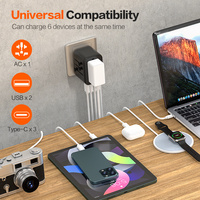 Adaptateur de voyage universel Adaptateur de prise de voyage internationale Tout-en-un Chargeur mural mondial avec USB et type-C