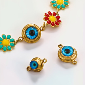 Colgante de Doble Cara con Ojo Turco en Acero Inoxidable con Baño de Oro PVD de 18K |   Amuleto de Protección de la Suerte, Joyería DIY |   A la moda - Product Image 4