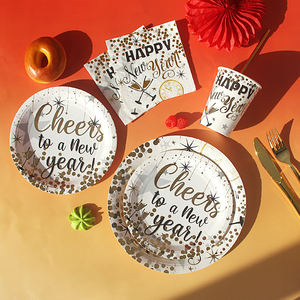 Juego de <span class=keywords><strong>Vajilla</strong></span> Desechable con Tema de Feliz Año Nuevo, Servilletas, Vasos de Papel, Platos de Papel, Suministros de Decoración para Fiestas - Product Image 6