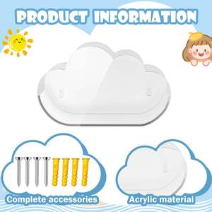 Étagère de rangement murale en acrylique transparent personnalisée en forme de nuage pour la maison, la chambre de bébé, rangement mural pour articles divers, vente en gros - Product Image 3