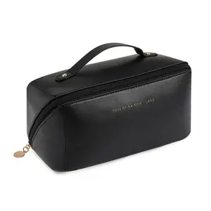 Large Capacity Travel Cosmetic Bag Multifunctional Storage Makeup Bag PU Leather Makeup Bag