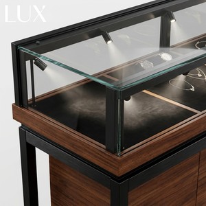 LUX Hot Sale Chinese Jewelry Showcase Black Color Wood Jewellery Showroom Counter Showcase Wooden <b>Display</b> <b>Tables</b> for Jewelry - Product Image 5