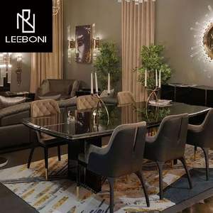 Design di lusso personalizzato in fabbrica con tavolo da pranzo a 8 posti in acciaio inossidabile set di <span class=keywords><strong>mobili</strong></span> per sala da pranzo - Product Image 2