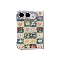 Étui de luxe en cuir d'agneau texturé à motif floral pour iPhone Duo, coque antichoc en PC pour téléphone pliable, fournisseur en gros