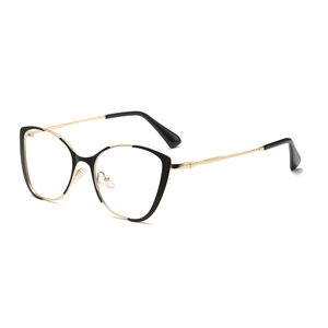Monture de lunettes œil-de-chat en métal, style rétro, protection anti-lumière bleue, unisexe, monture large, verres PC, pont moyen - Product Image 5