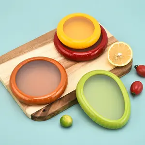 Scatole portaoggetti per frigorifero in silicone multifunzione a forma di frutta mini contenitori per alimenti portatili per verdure avocado e limone con pellicola