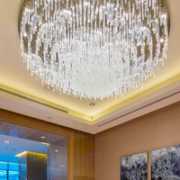 Lobby d'hôtel de luxe et villa grand lustre LED moderne-plafonnier en cristal rond avec interrupteur de commande, adapté à un usage domestique