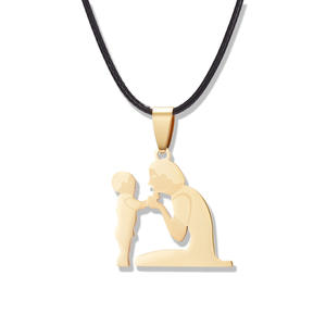 Collar con colgante <span class=keywords><strong>de</strong></span> acero inoxidable para el Día <span class=keywords><strong>de</strong></span> Acción <span class=keywords><strong>de</strong></span> Gracias para madre, <span class=keywords><strong>cadena</strong></span> <span class=keywords><strong>de</strong></span> cuero para madre, padre, bebé, mujer, esposa, madre, familia - Product Image 4