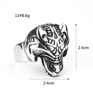Men's <b>Titanium</b> Steel Wolf Head <b>Ring</b> Hip Hop Animal Geometric Style Jewelry Gift - Product Image 5