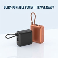 Batterie externe ultra-mini 10000mAh Li-Polymère avec logo personnalisé, ignifuge, câble Type-C intégré, écran LED, approuvée par les compagnies aériennes, portable