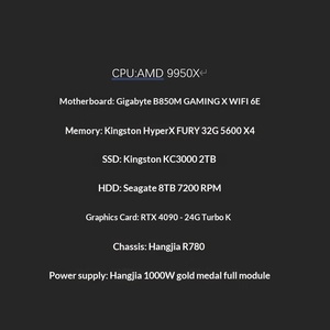 DIY Nouveaux jeux pour PC de bureau personnalisé GIGABYTE R9 9950X 128 Go de RAM 2 To de SSD 24 Go de GeForce RTX 4090 - Product Image 2