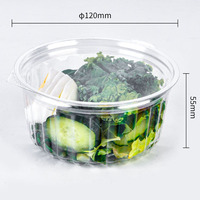 Bol à salade en plastique PET transparent de 12 oz, jetable, avec couvercles plats, idéal pour les salades de fruits
