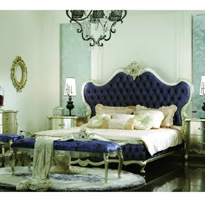 Gd-a8001 clásico conjuntos de dormitorio de muebles de hotel para venta de tela clásico cama