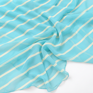 Blue White Striped Capri Coast Georgette Gown Aquamarine Stripe Aqua Horizon Striped <b>Dress</b> Turquoise Line Resort 100% <b>Viscose</b> - Product Image 1