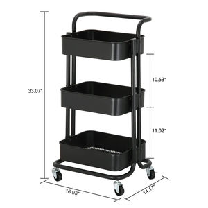 Chariot à outils pour salon de beauté Chariot à 3 niveaux Chariot Organisateur Stable Spa Cuisine Étagère de rangement amovible avec roues roulantes - Product Image 3